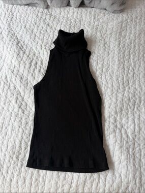 NAKD Sleeveless Black Ribbed Turtleneck Top